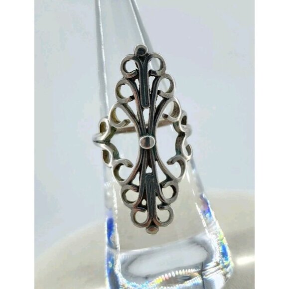 Vintage Mexico LMV 925 Sterling Silver Modernist Statement Ring Size 5.75 - Picture 1 of 8